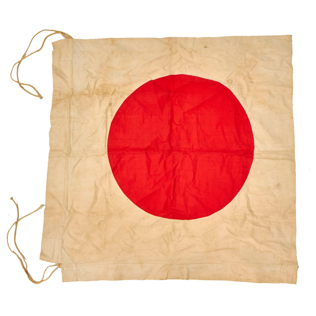 Original Japanese WWII Large Staff Flag with Two Headers - 38 x 38” Original Items