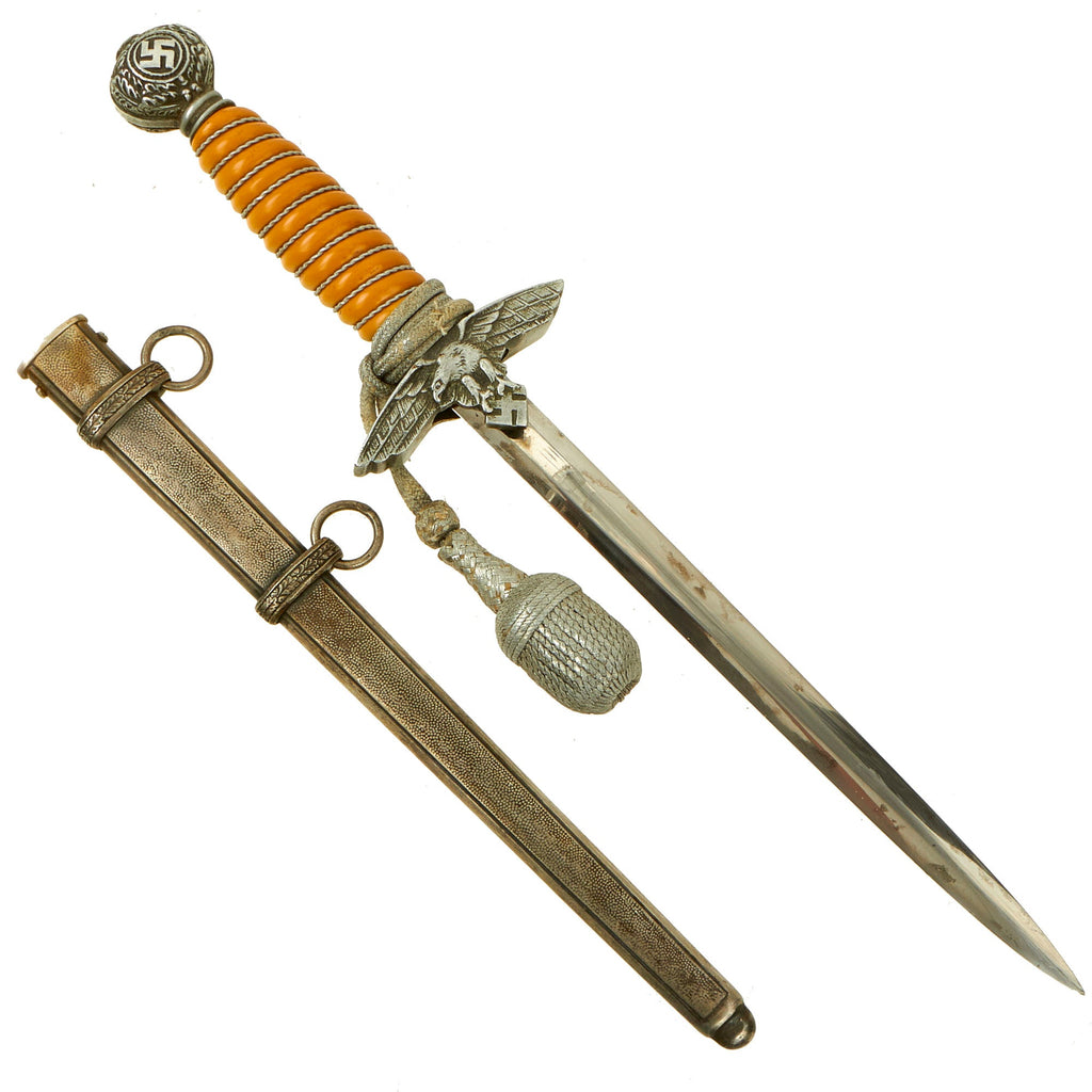 Original WWII German 2nd Model Luftwaffe Dagger by "Siegfried" E. Pack & Söhne with Army Scabbard & Portepee Original Items