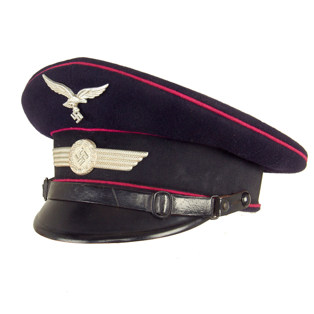 Original German WWII Luftwaffe Civil Fire Brigade NCO 57cm Visor Cap By Carl Halfar dated 1941 - Missing Liner Original Items