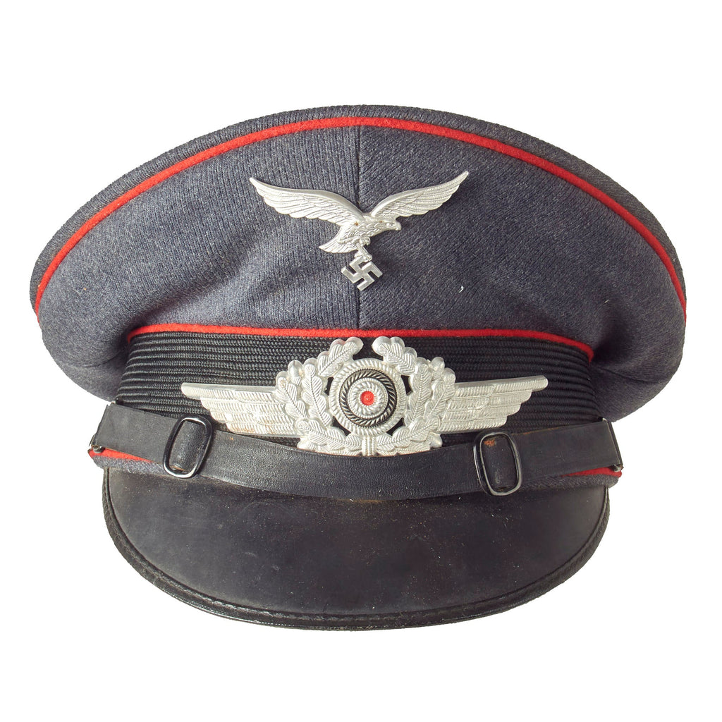 Original German WWII Luftwaffe Flakkorps Unit Marked 56cm EM/NCO Visor Cap by Felix Weissbach - dated 1938 Original Items