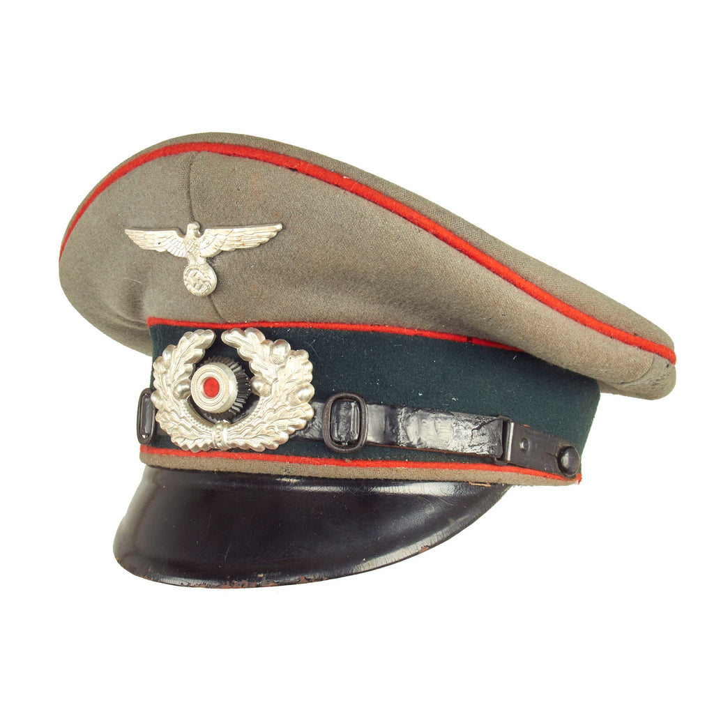 Original German WWII Service Used Heer Artillery EM/NCO Schirmmütze Visor Crush Cap Original Items
