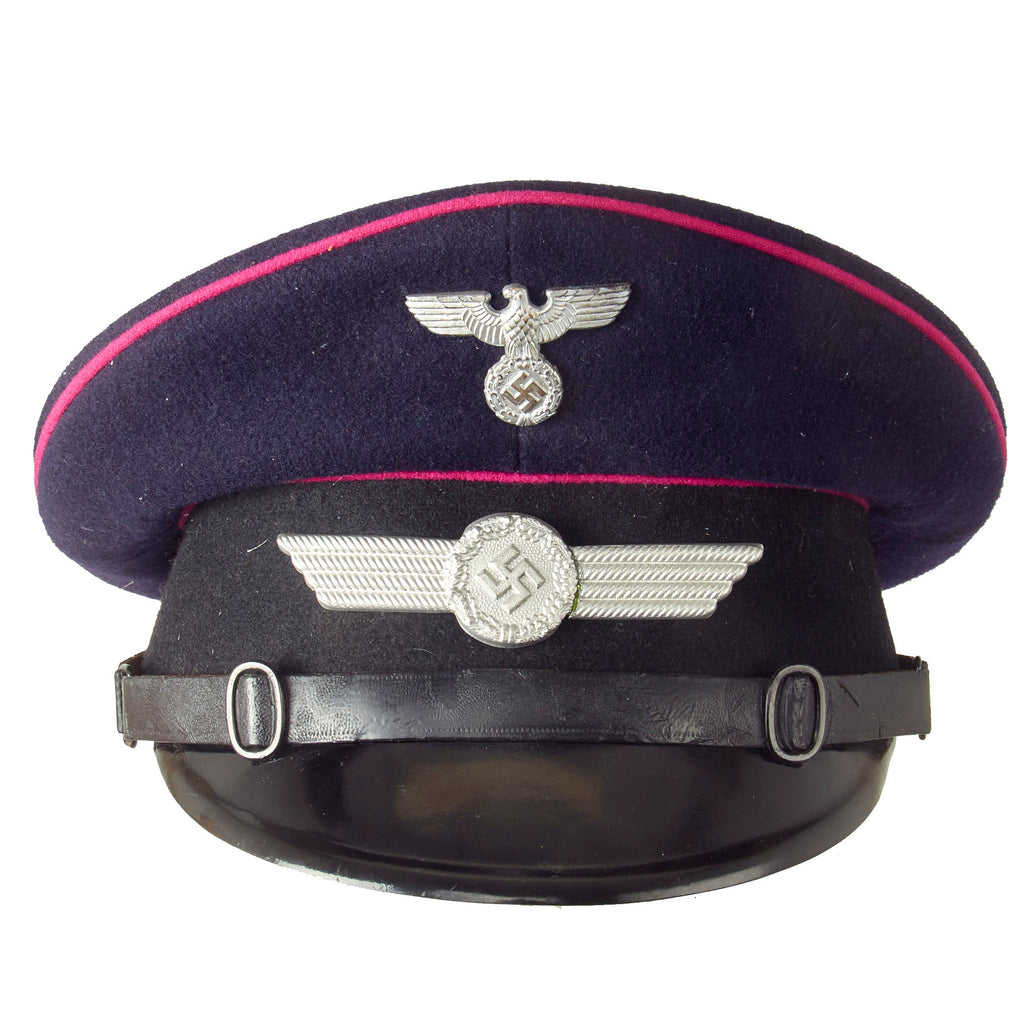 Original German WWII Luftwaffe Civil Fire Brigade NCO Visor Cap By Carl Halfar dated 1940 - size 57 Original Items