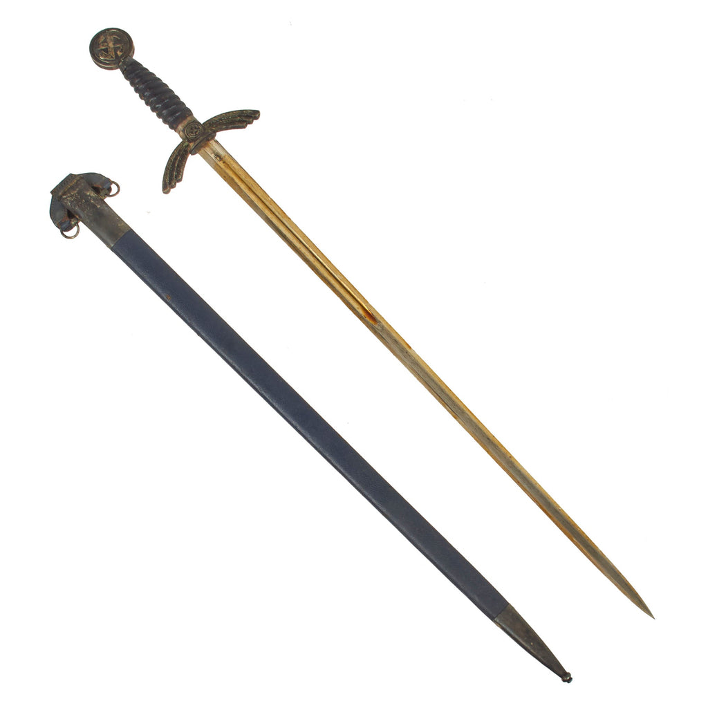Original German WWII Early Luftwaffe Officer Sword by Carl Eickhorn with Scabbard - Nickel Plated Blade Original Items