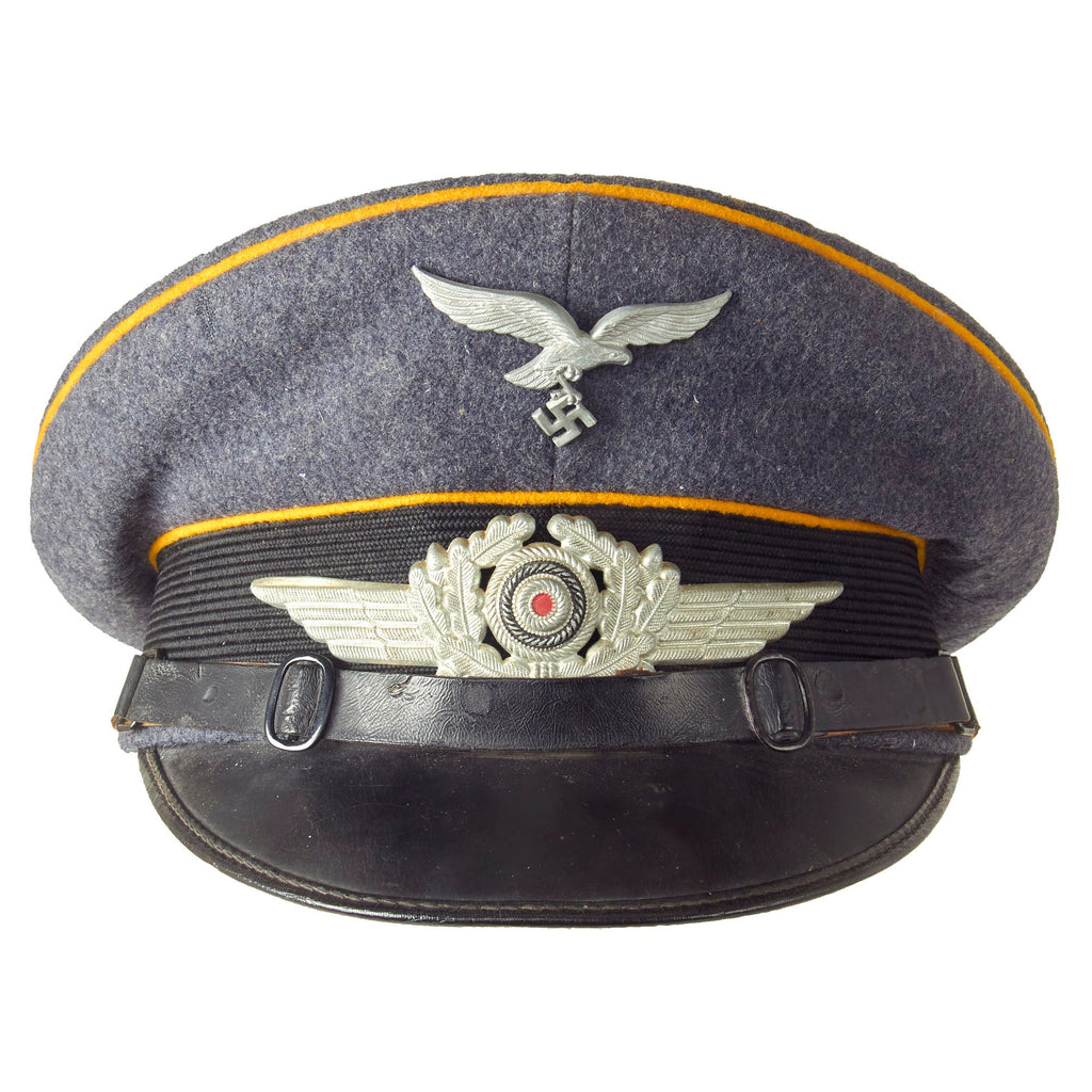 Original German WWII Luftwaffe Flight Branch 58cm EM/NCO Schirmmütze Visor Cap by EREL with LBA & Unit Markings - dated 1938 Original Items