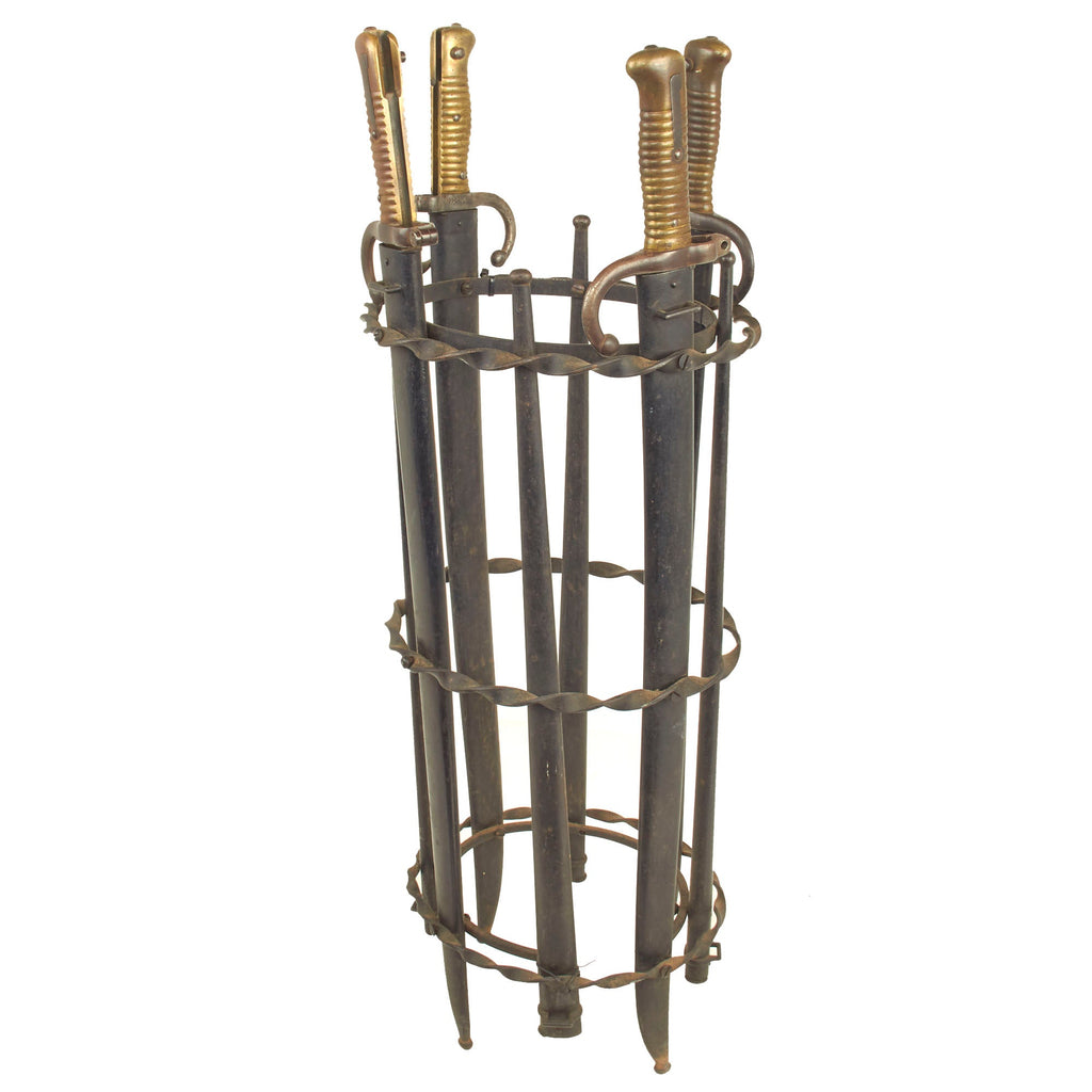 Original Custom Umbrella Basket Made With Four French M1866 Bayonets in Scabbards and Gras Bayonet Scabbards Original Items