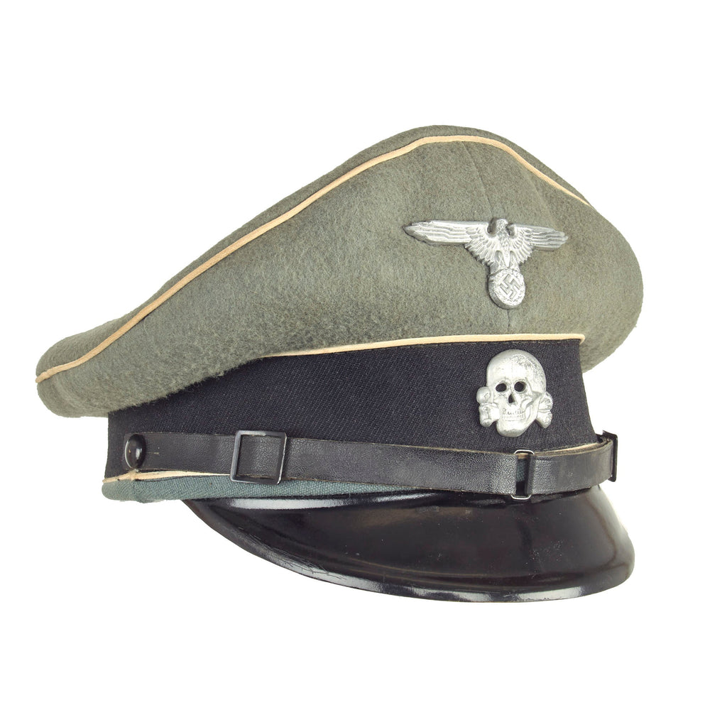 Original Rare German WWII Named Waffen SS EM/NCO Schirmmütze Crusher Visor Cap with Maker Markings - Schutzstaffel Original Items