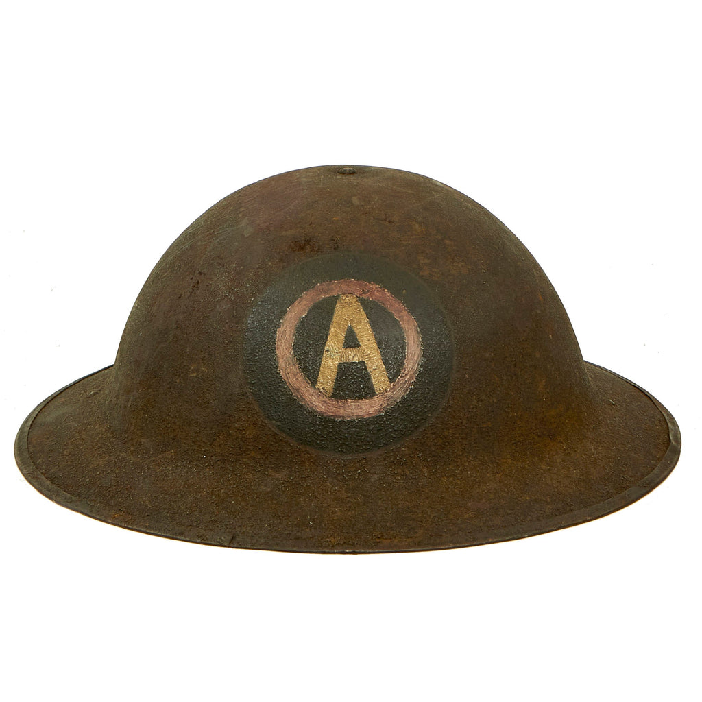 Original U.S. WWI 3rd United States Army M1917 Doughboy Helmet with Unique Engraved Artwork Original Items