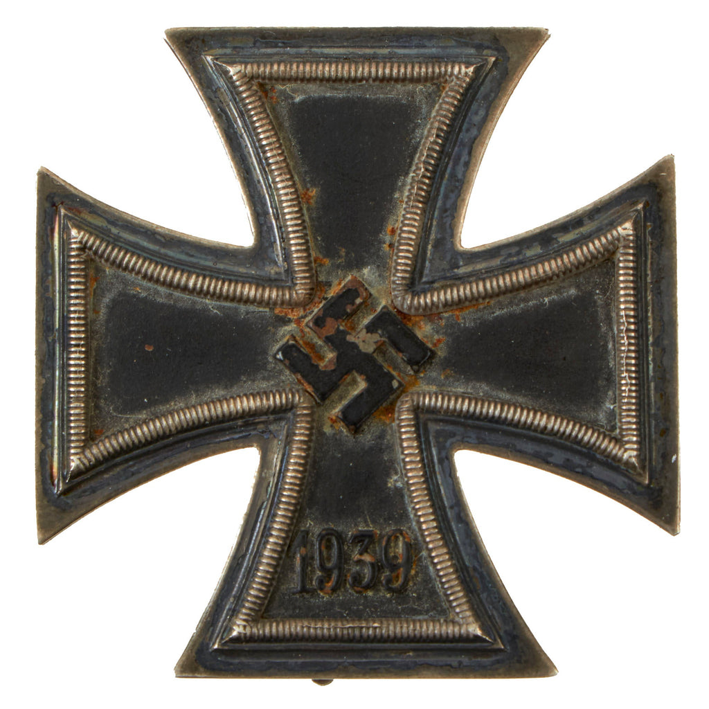 Original German WWII Iron Cross First Class 1939 by Carl Wild of Hamburg with Vertical Pinback - EKI Original Items