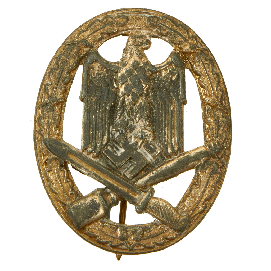 Original German WWII Silver Grade General Assault Badge - Unmarked Hollow Back Design Original Items