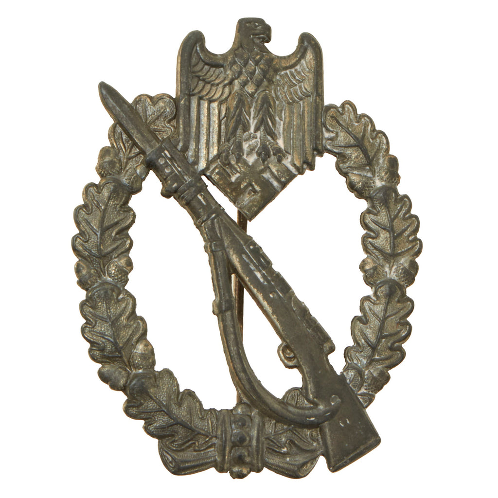 Original German WWII Silver Grade Infantry Assault Badge -  Unmarked Scoop Back Original Items
