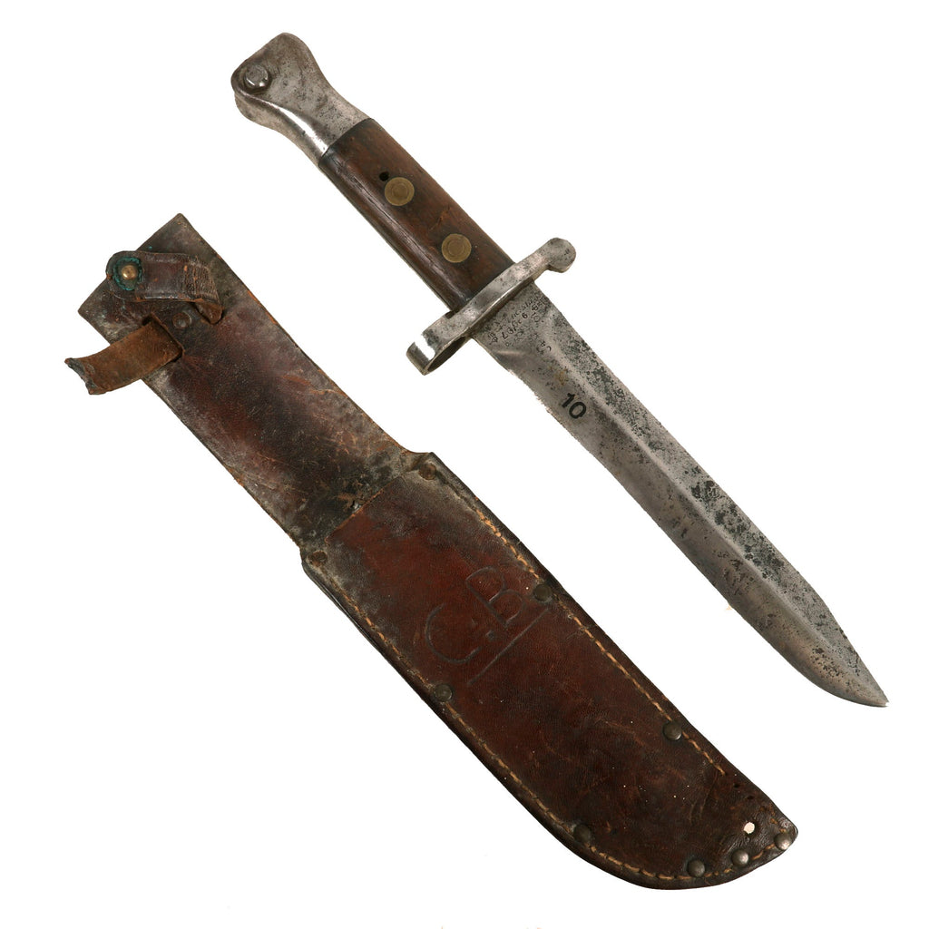 Original British WWII 1888 Mk.I Bayonet Converted to Fighting Knife with Leather Sheath - Dated 1907 Original Items