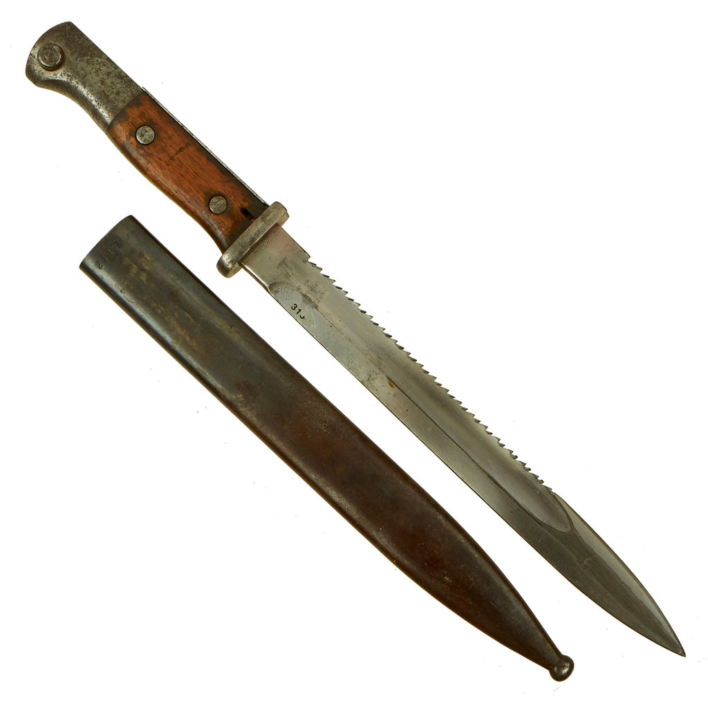 Original German WWI Seitengewehr M1884/98 II Sawback Bayonet with Scabbard Original Items