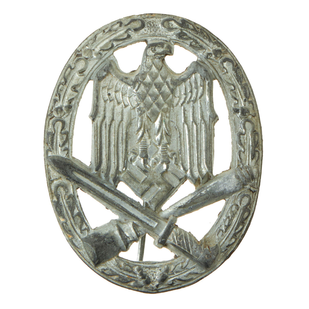 Original German WWII Silver Grade General Assault Badge - Unmarked Solid Back Original Items