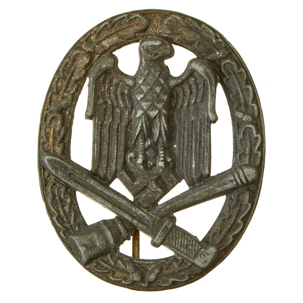 Original German WWII Silver Grade General Assault Badge - Unmarked Hollow Back Design Original Items