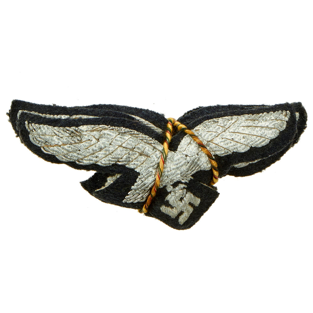 Original German WWII Set of Four Luftwaffe Unissued Officer's Bullion Embroidered Breast Eagles with Twine Tie Original Items