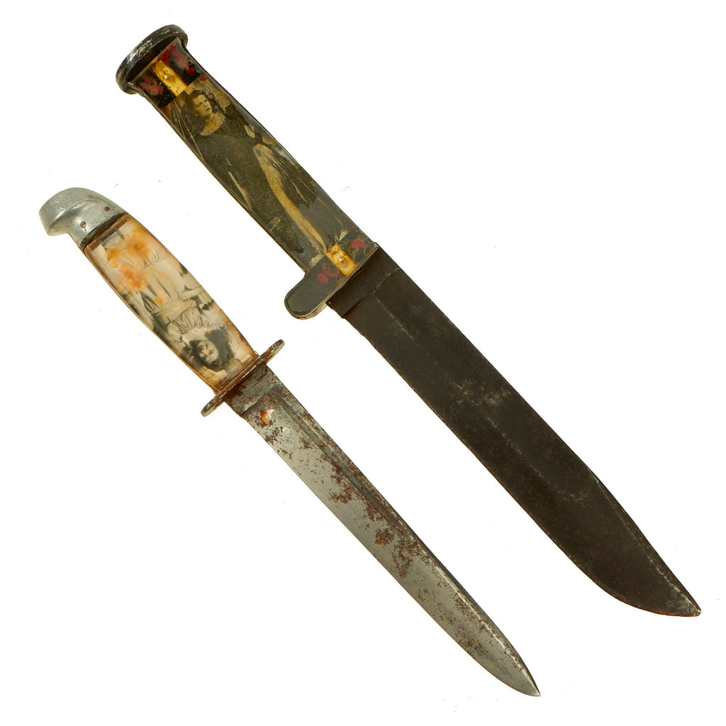 Original U.S. WWII Western L77 Stiletto & Western G-46-8 Fighting Knife Lot With “Sweetheart” Grips - (2) Knives Original Items