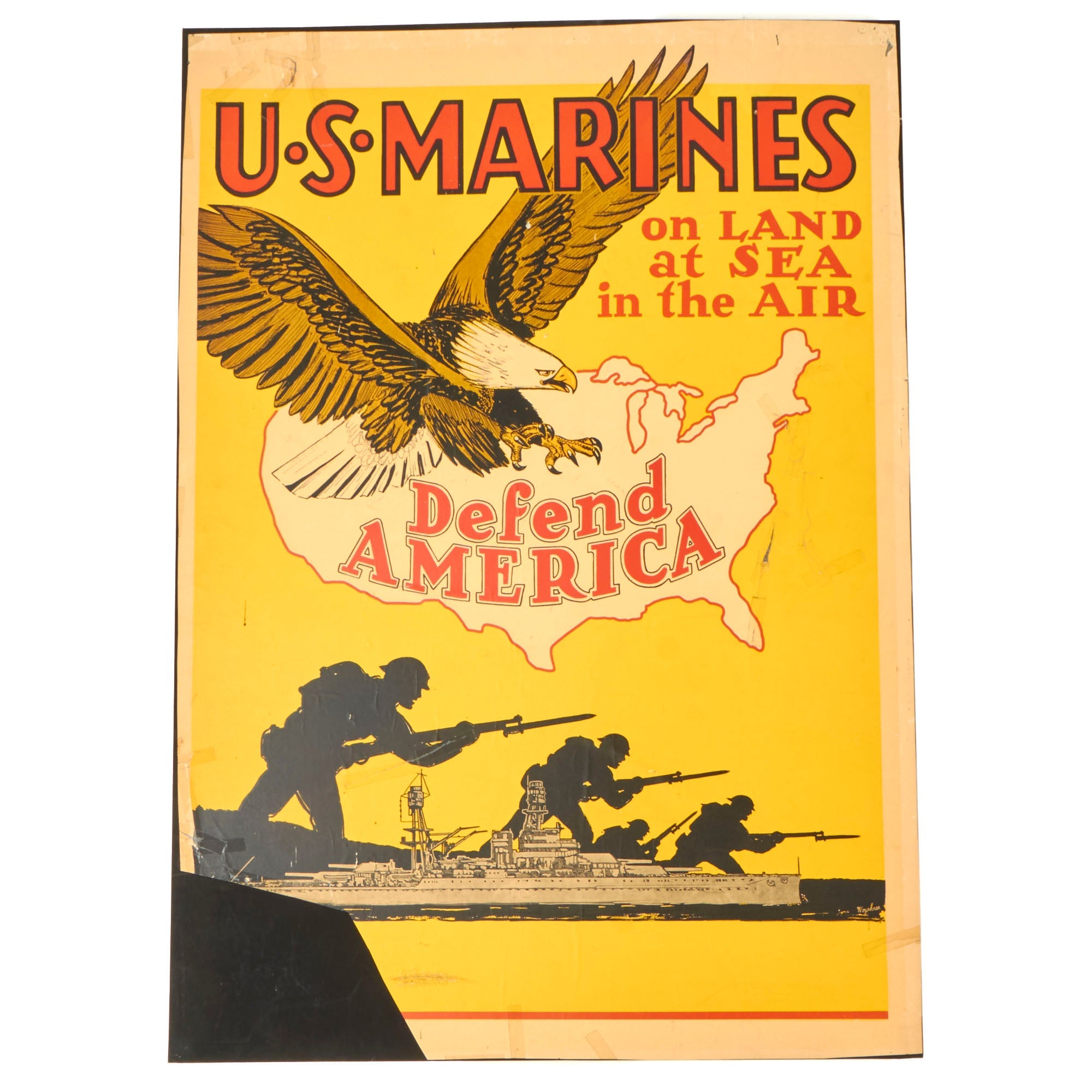Original U.S. WWII US Marines On Land at Sea in the Air Enlistment