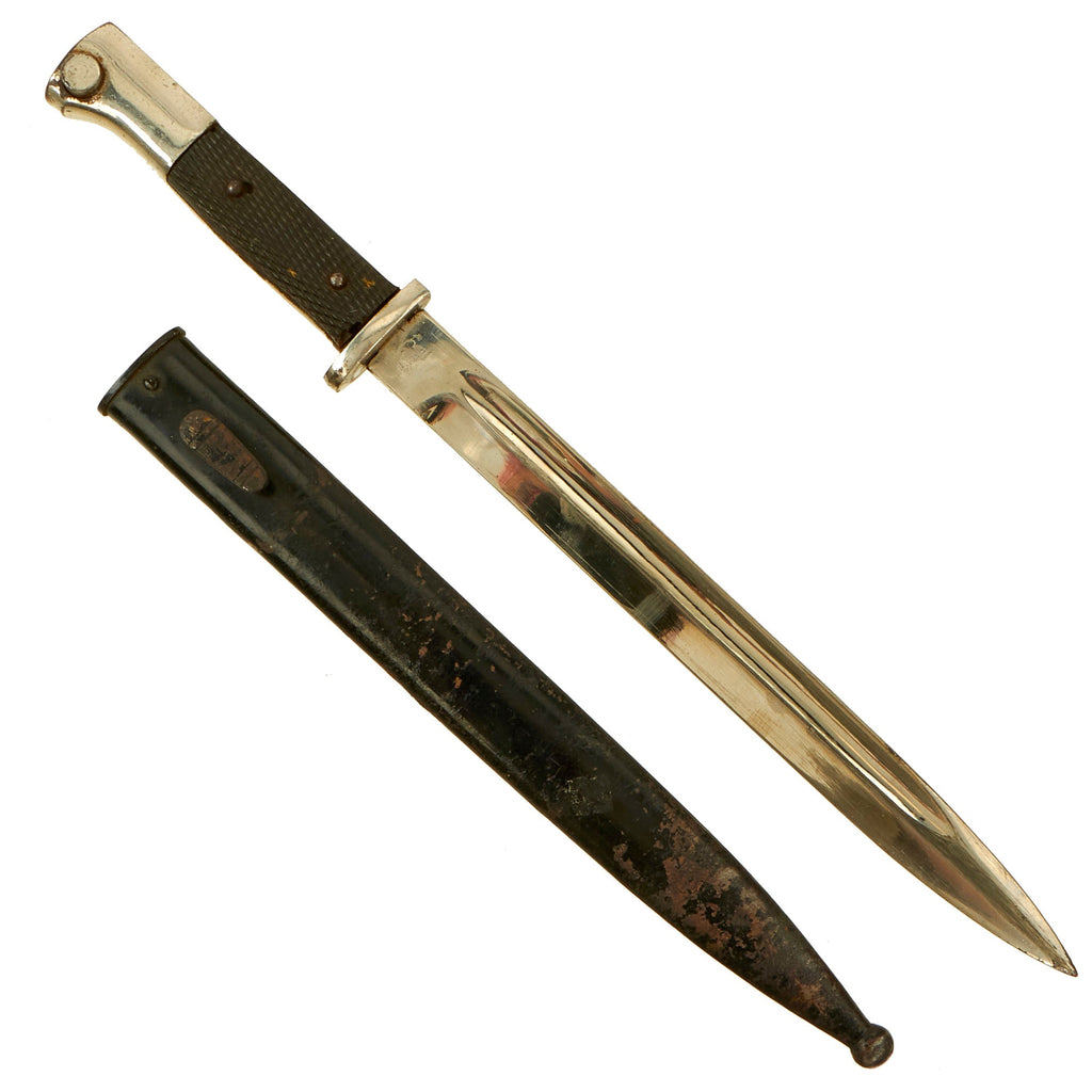 Original German WWII 98k Rifle Short Dress Bayonet by Scarce Maker W.F.P. With Scabbard Original Items