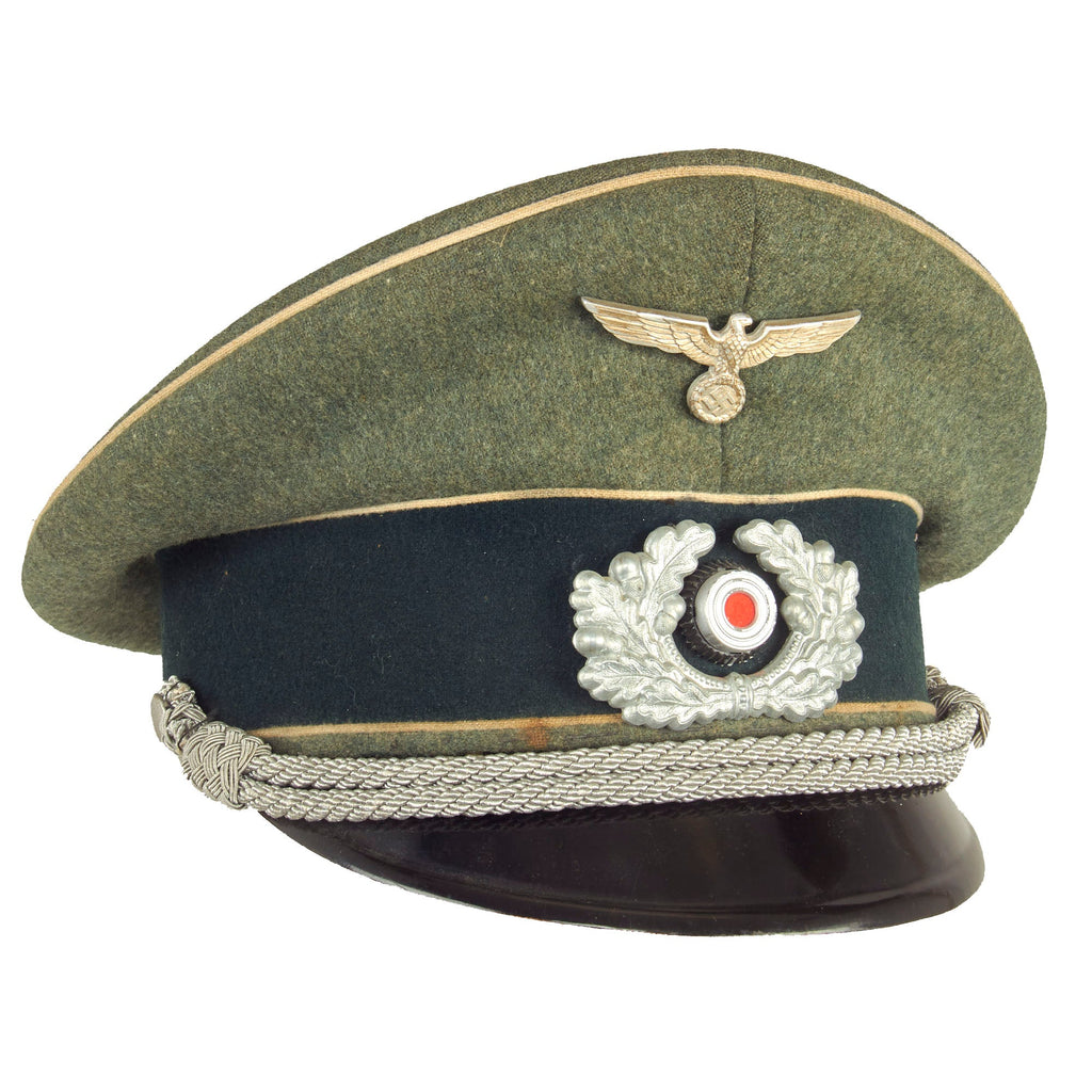 Original German WWII Service Used Army Heer Infantry Officers Schirmmütze Visor Cap Original Items