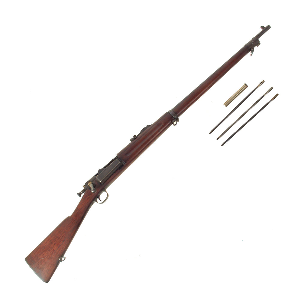 Original U.S. Springfield M1896 .30-40 Krag-Jørgensen Rifle Serial 42977 with M1902 Rear Sight, Cleaning Rod & Oiler - Made in 1896 Original Items