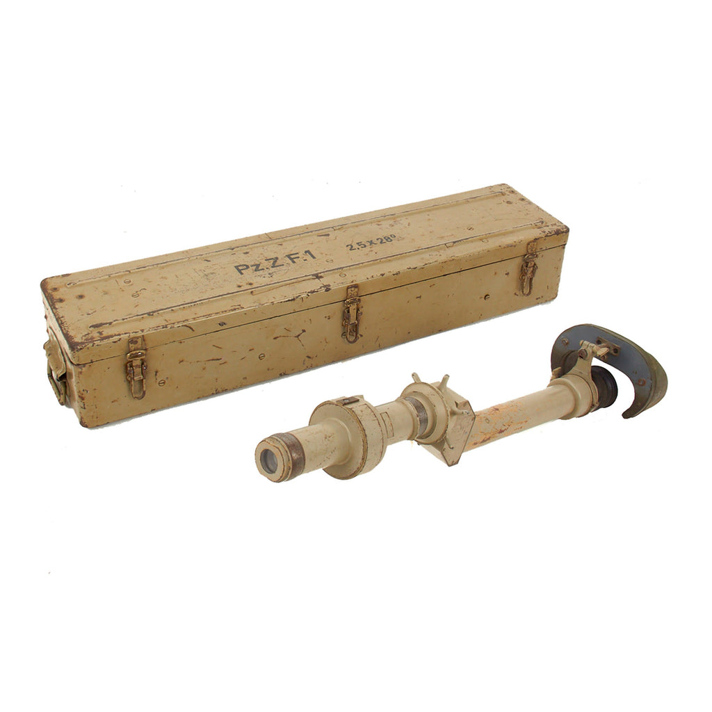 Original German WWII Panzer Zielfernrohr 1 Pz.Z.F.1 2.5x28° Panzer Tank Machine Gun Aiming Optic in Transit Case - A.A.F. Tank Museum Original Items