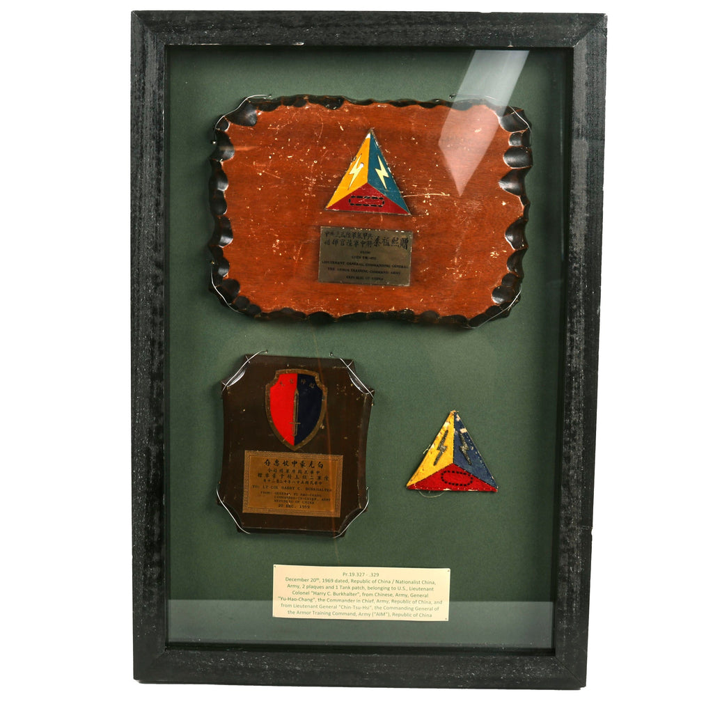 Original U.S. Vietnam War Era Republic of China Tank Training Command Plaques Presented To Col. Harry C. Burkhalter from Commander in Chief Gen. Yu Hao-Chang - 17 ½” x 25 ½” - A.A.F. Tank Museum Original Items