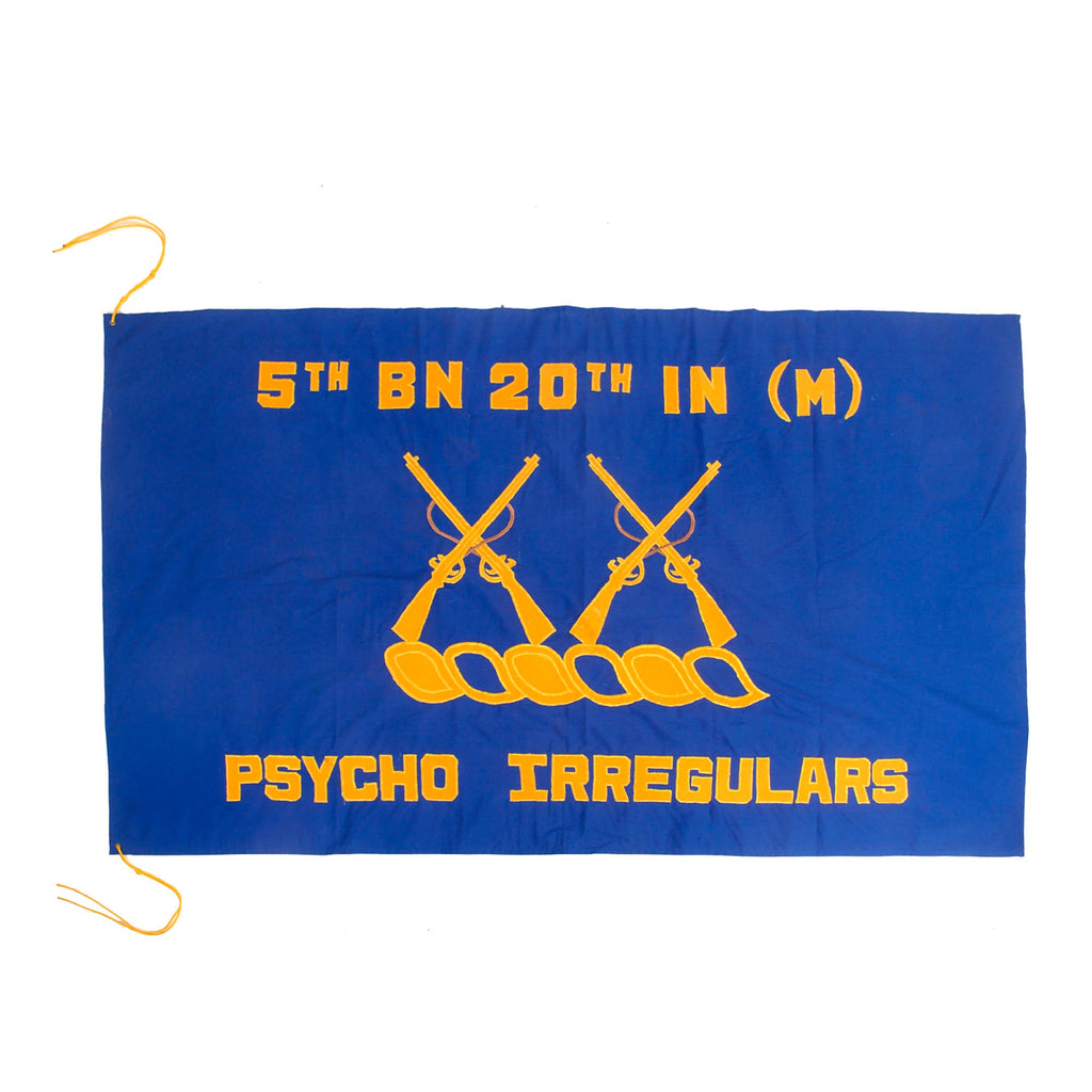 Original U.S. Vietnam War Era 5th Battalion, 20th Infantry (Mechanized) “Psycho Irregulars” Unit Flag, Formerly Part of the A.A.F. Tank Museum - 61” x 36” Original Items