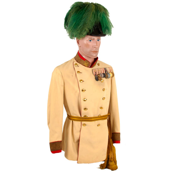 Original Austro-Hungarian WWI Era Generaloberst White Gala Adjustierung (Waffenrock) with Correct Sash and Plumed Bicorn - Formerly Part of the A.A.F. Tank Museum Original Items