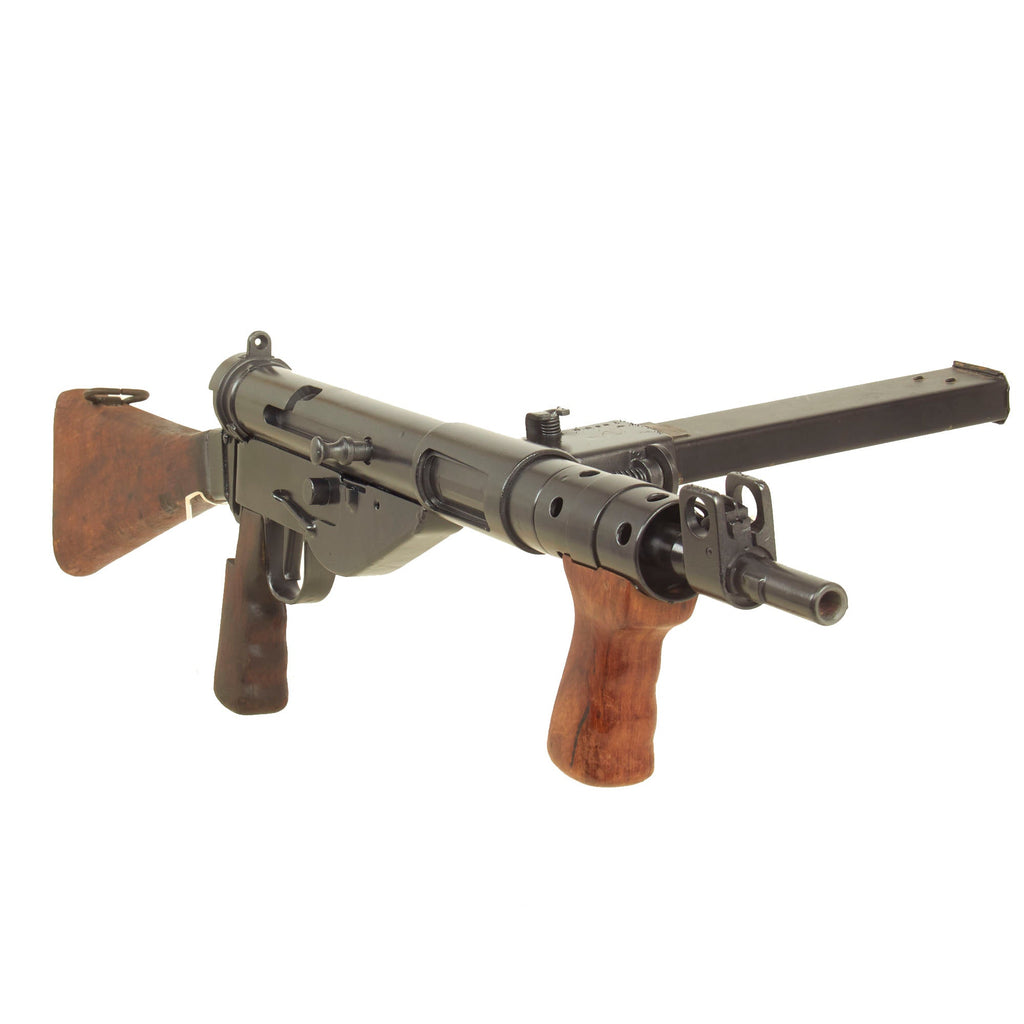 Original British WWII Sten Mk V Display Submachine Gun Serial 78300 with Magazine & Commando Foregrip Original Items