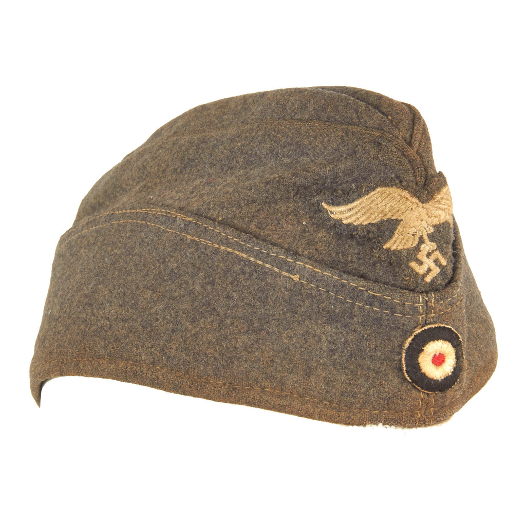 Original German WWII Service Used Luftwaffe EM-NCO M38 Overseas Wool Cap Original Items