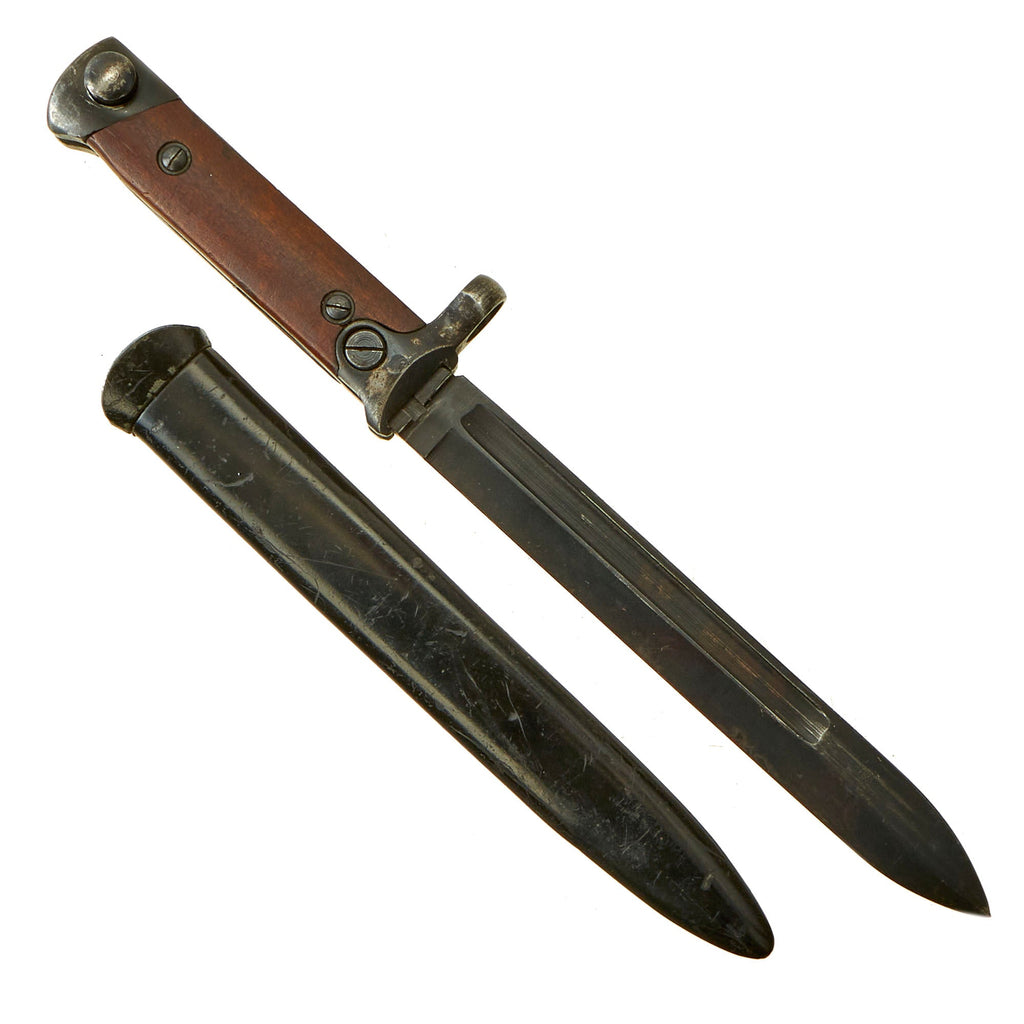 Original Italian WWII M1938 Mannlicher Carcano Short Rifle Folding Bayonet with Scabbard Original Items