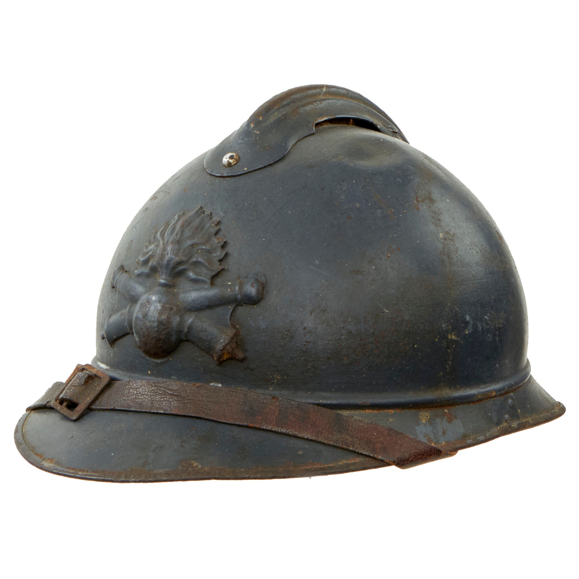 Original French WWI Issue Model 1915 Adrian Helmet in Horizon Blue