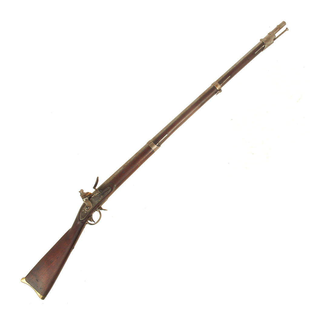 Original U.S. Springfield Model 1816 Flintlock Reconverted Musket with Brass "Sea Fencibles" Butt Plate - dated 1817 Original Items
