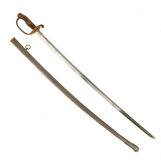Original WWII Imperial Japanese Army Type 19 Kyu-Gunto Parade Sword with Hidari Futatsudomoe Crest & Scabbard Original Items