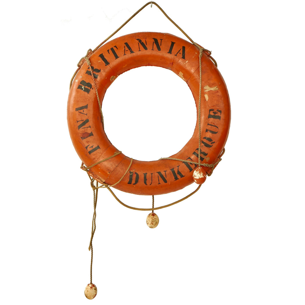 Original British WWII Life Preserver Ring Purportedly from Battle of Dunkirk Trawler Fina Britannia at Port of Dunkirk Original Items