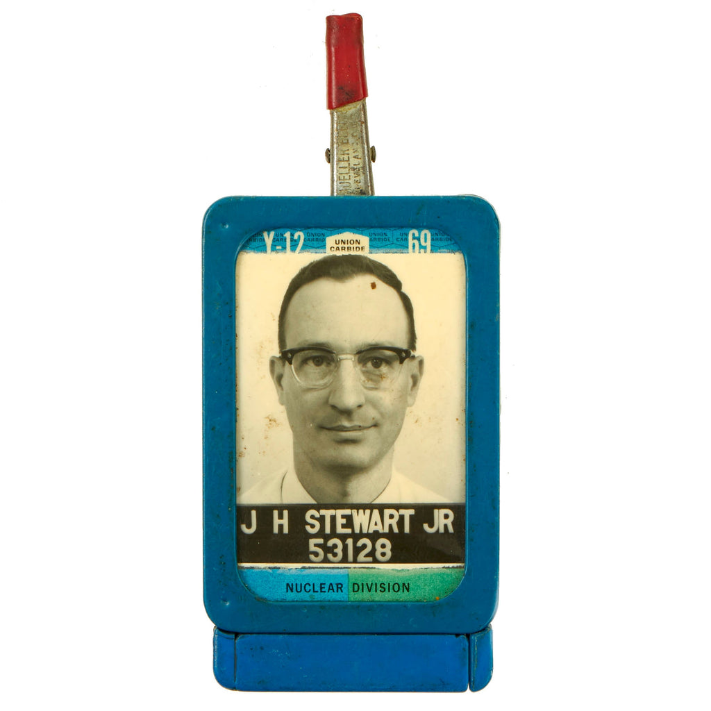 Original U.S. Vietnam War Era 1969 “Nuclear Arms Race” Y-12 National Security Complex Nuclear Division Nametag for JH Stewart Jr Original Items