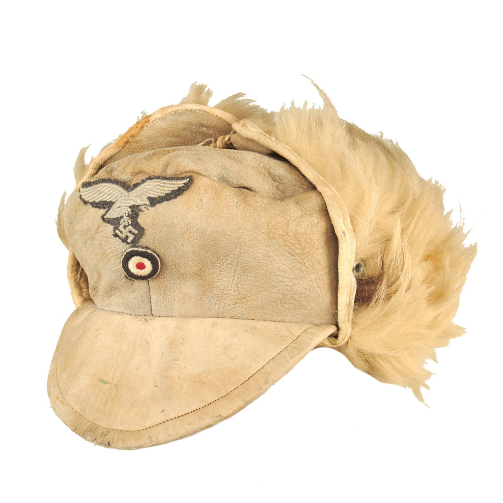 Original German WWII Eastern Front Luftwaffe M43 Pelzmütze Winter Fur Lined Field Cap Original Items
