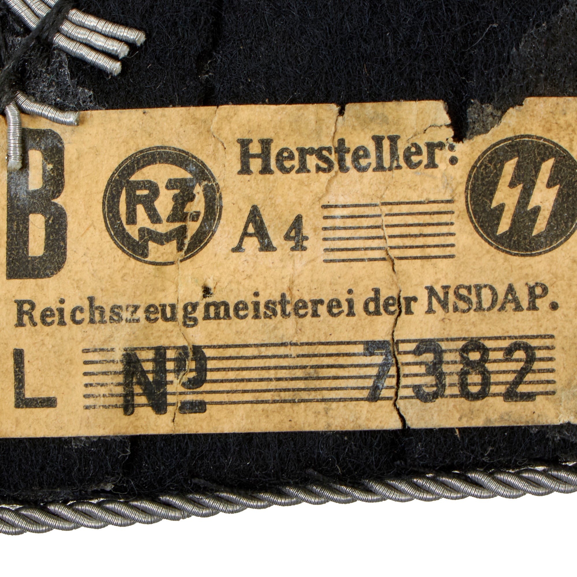 Original German WWII SS Officers Bullion Embroidered Double Sig Rune C ...