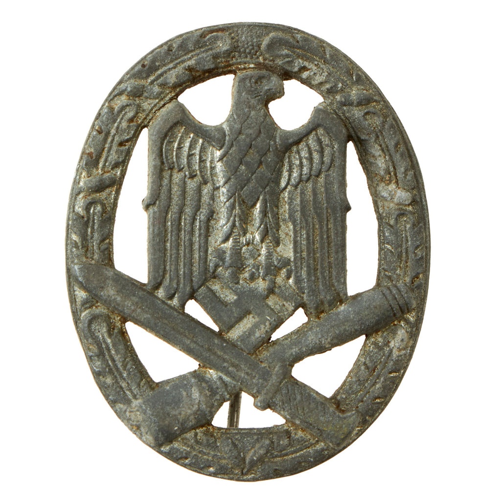Original German WWII Silver Grade General Assault Badge - Unmarked Solid Back Original Items