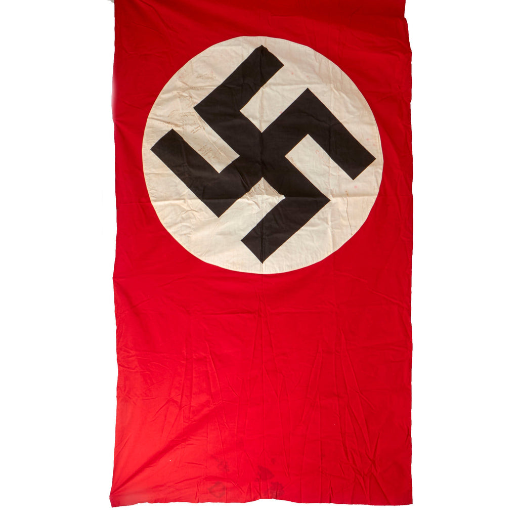 Original German WWII USGI Captured & Signed NSDAP Double Sided Political Flag - 54" × 109" Original Items