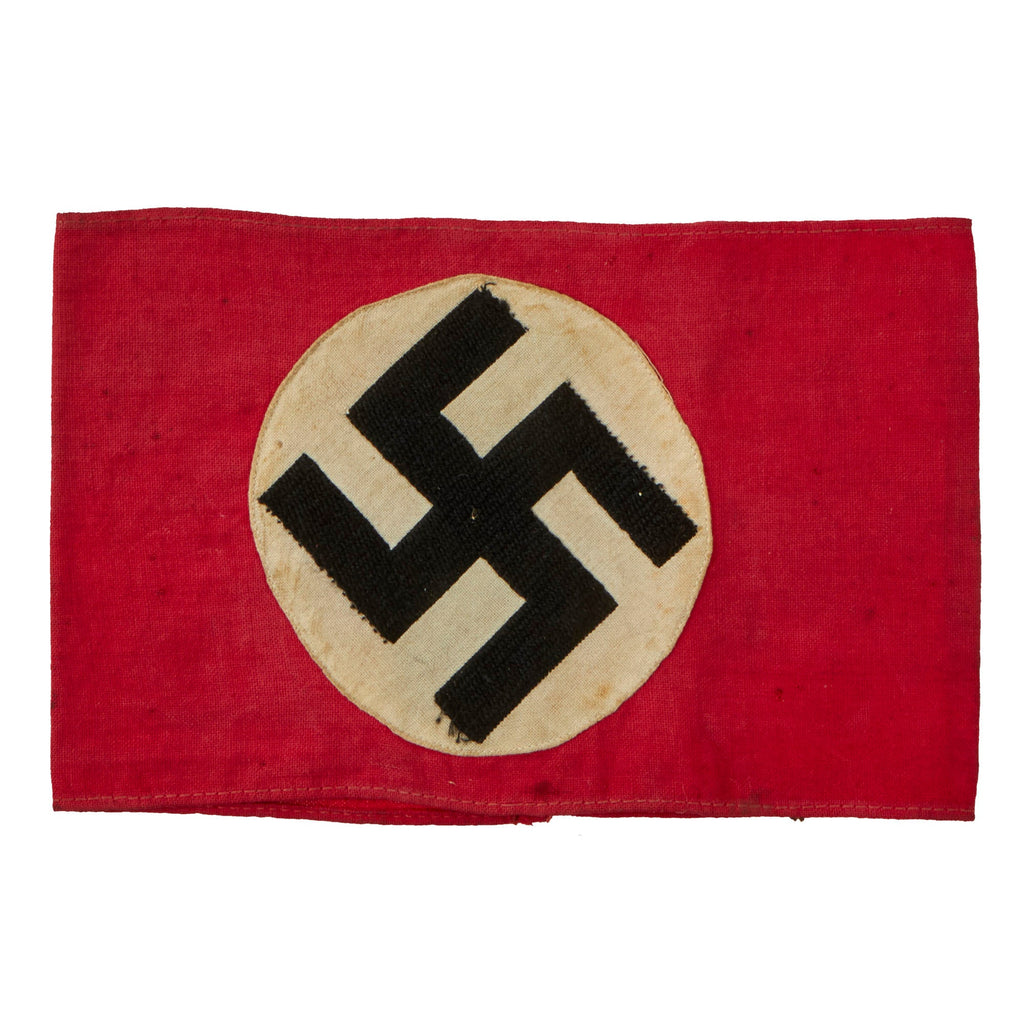 Original German WWII NSDAP Multi-piece Cotton Armband with Embroidered Insignia Original Items