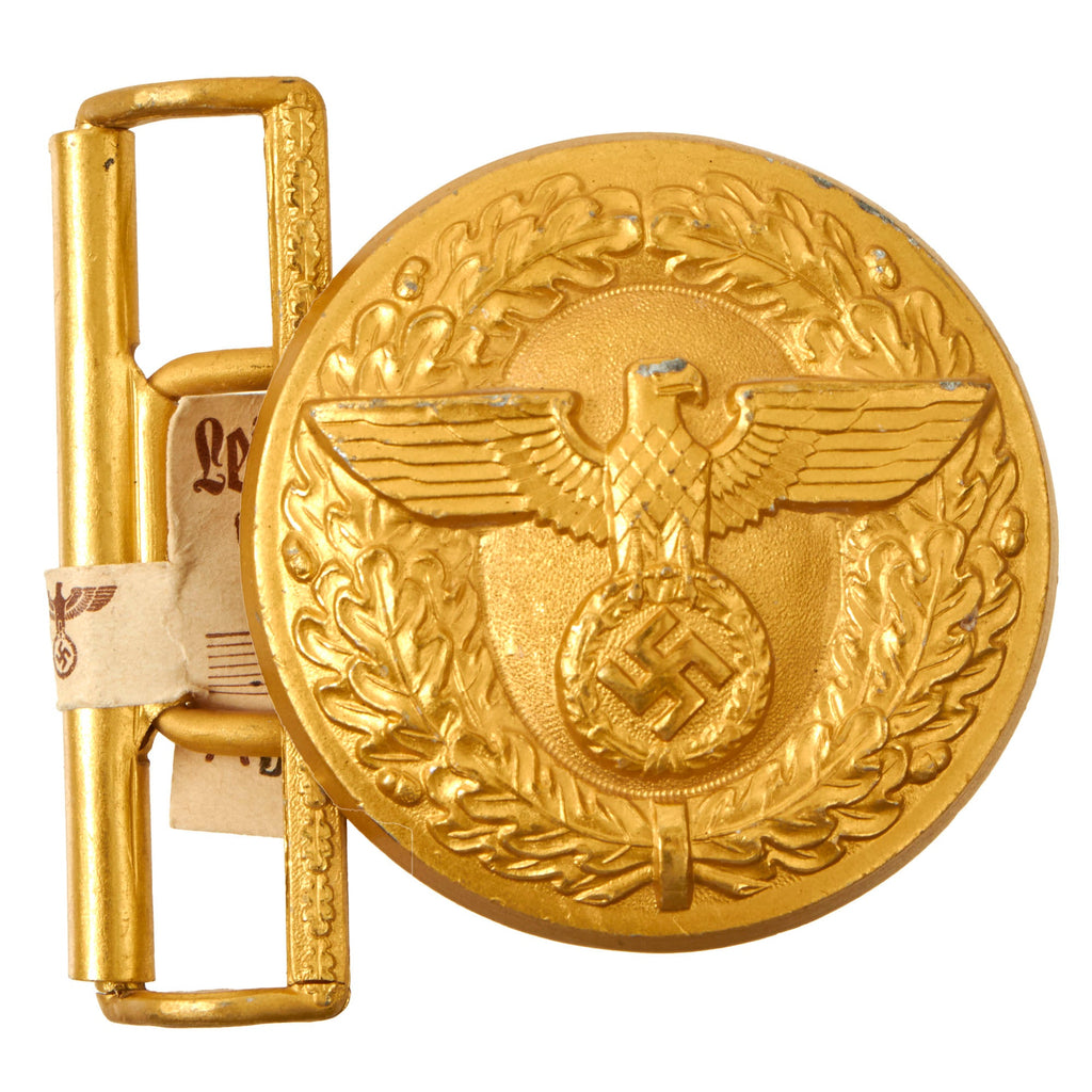Original German WWII Unissued NSDAP Leader Aluminum Belt Buckle by Christian Theodor Dicke with RZM Tag - RZM M4/22 Original Items