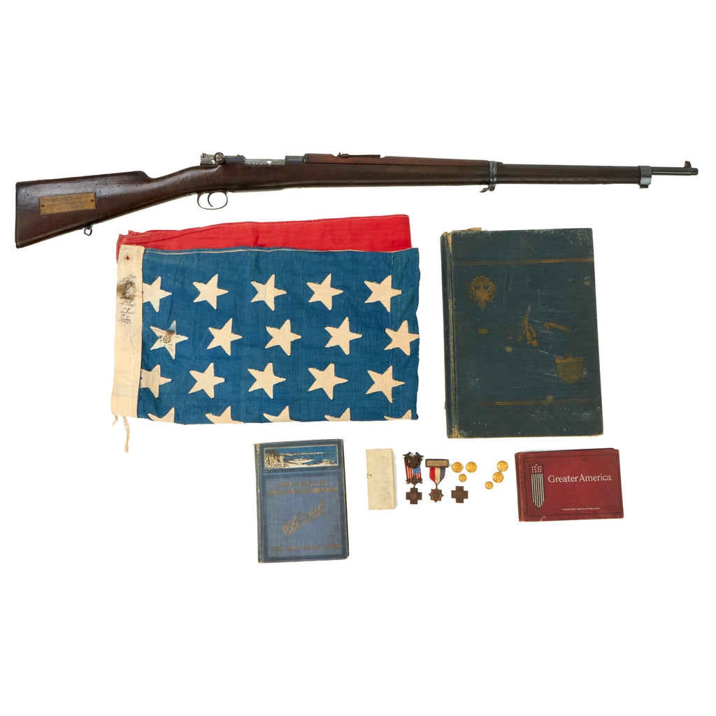 Original U.S. Spanish-American War Named 17th Infantry Captured Spanish Mauser Model 1893, American Flag and More - Corporal RW Burnett Original Items