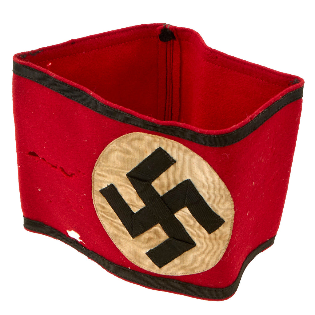 Original German WWII SS Member's Wool & Rayon Multi-Piece Armband - Service Used Original Items