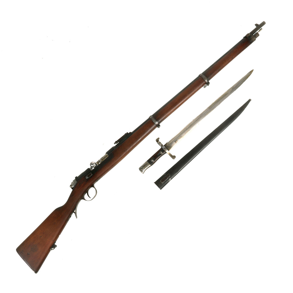 Original Portuguese Kropatschek M.1886 Infantry Rifle made by ŒWG Steyr dated 1886 with Bayonet & Scabbard - Serial FF332 Original Items