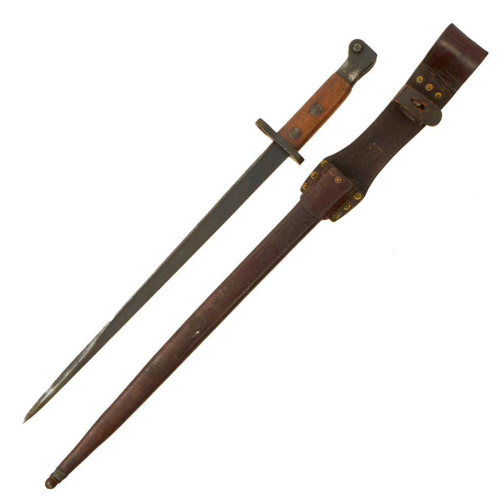 Original Dutch M-1895 Mannlicher No. 3 & 4 Carbine T-Back Bayonet marked HEMBRUG with Scabbard & Frog Original Items