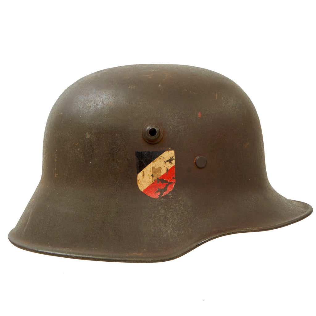 Original German WWII M18 Transitional Heer Army Double Decal Helmet with Interwar Liner - Stamped "Bell" L64 Original Items
