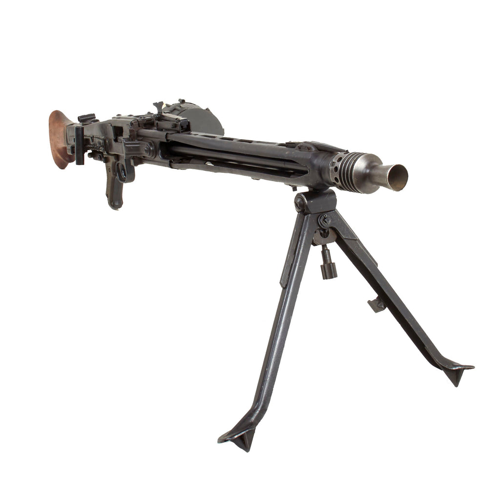 Original German WWII MG 42 Display Machine Gun by MAGET with Bipod & Maker Marked Belt Drum - made in 1945 Original Items