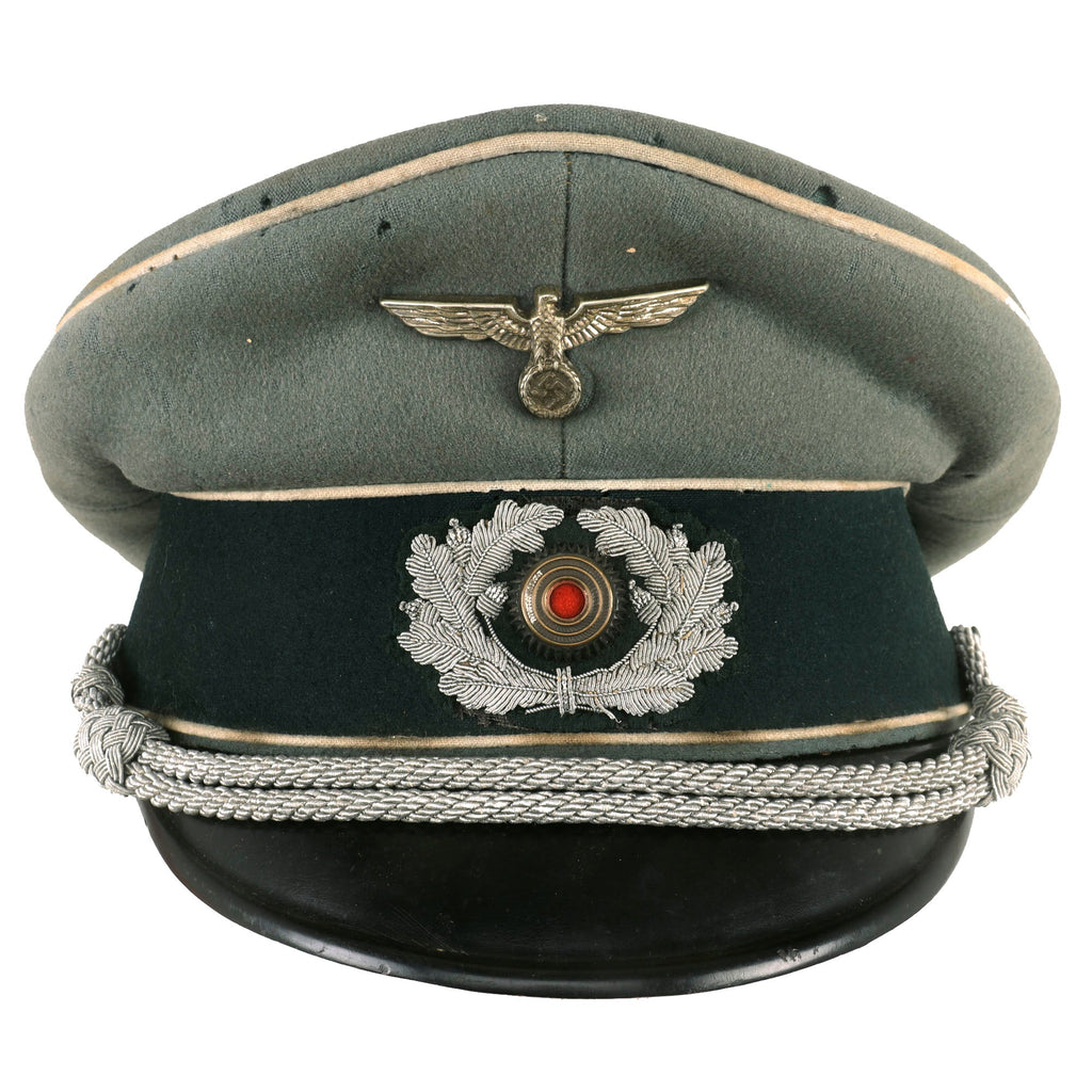 Original German WWII Army Heer Infantry Officers Schirmmütze Visor Crush Cap by Top Maker Wilhelm Welhausen Original Items