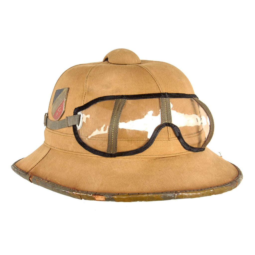 Original German WWII First Model DAK Afrikakorps Sun Helmet by G.A.H. Helmfabrik with Eye Shields - size 57 Original Items